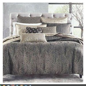 Hudson Park Collection Deco Fan FULL / QUEEN Duvet Cover Black NO SHAMS